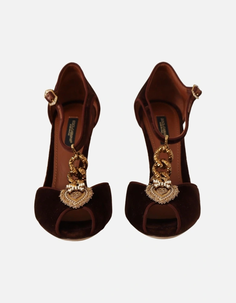 Velvet Slingback Heels DGstyle Women - Brown Sandals