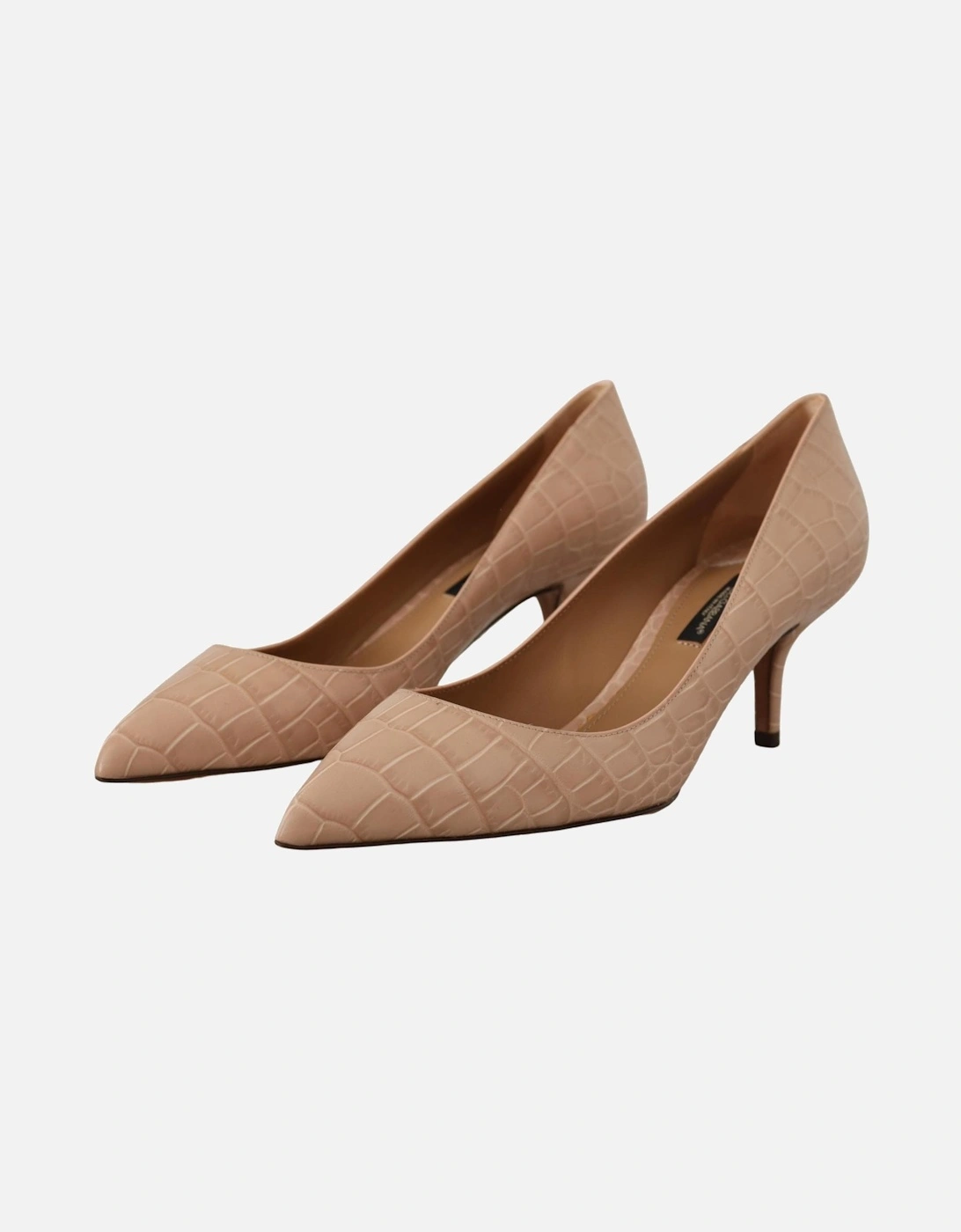 Beige Leather Pointed Heels Pumps Shoes Women