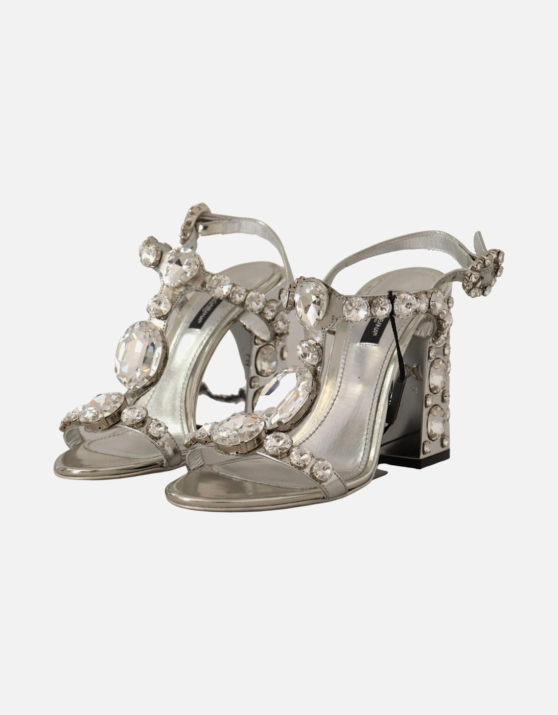 CrystalEmbellished Heels Silver Women Sandals