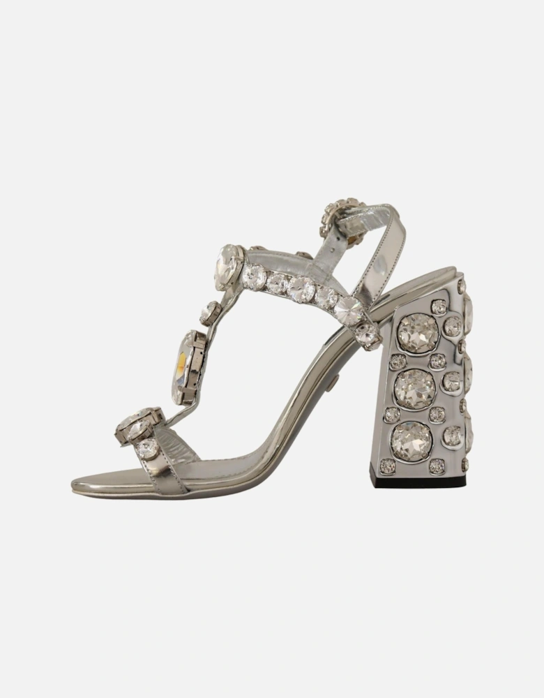 CrystalEmbellished Heels Silver Women Sandals