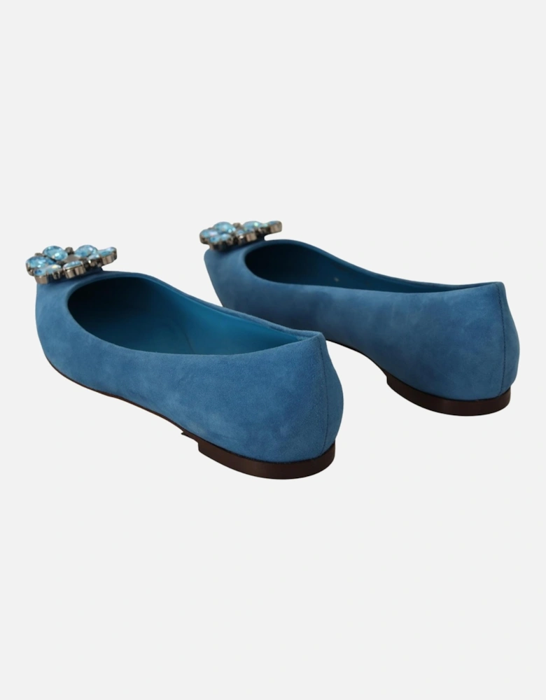 Suede Flats with Embellished Crystals Women - Blue