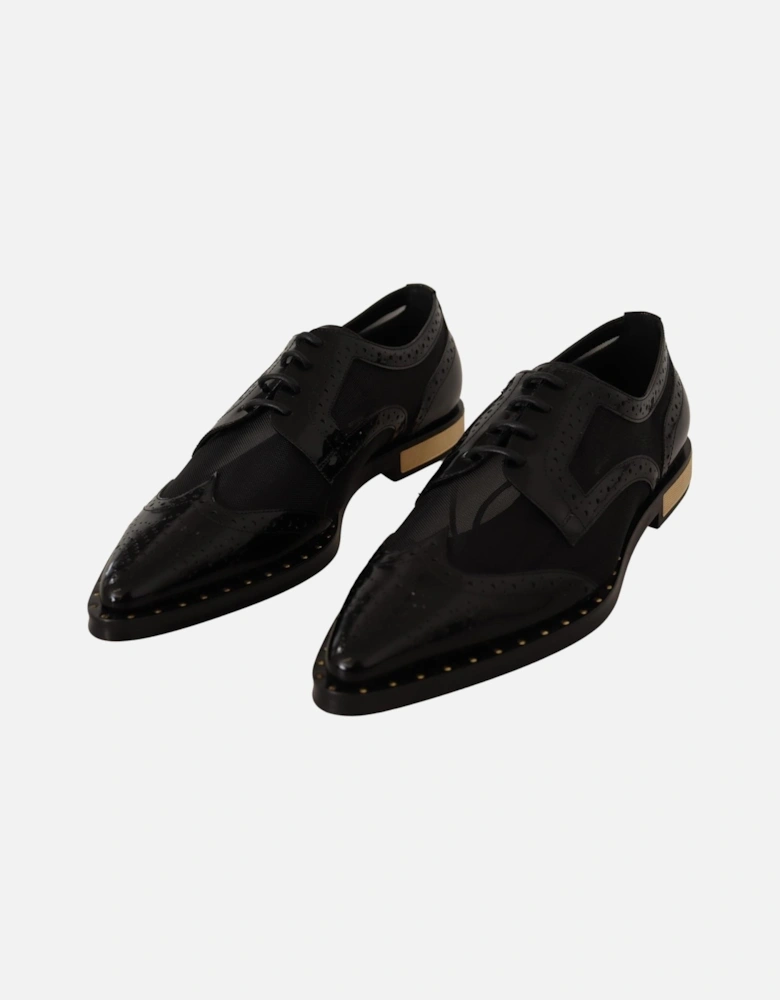 Dolce Gabbana Patent Leather Mesh Brogue Oxfords Women - Black Flats