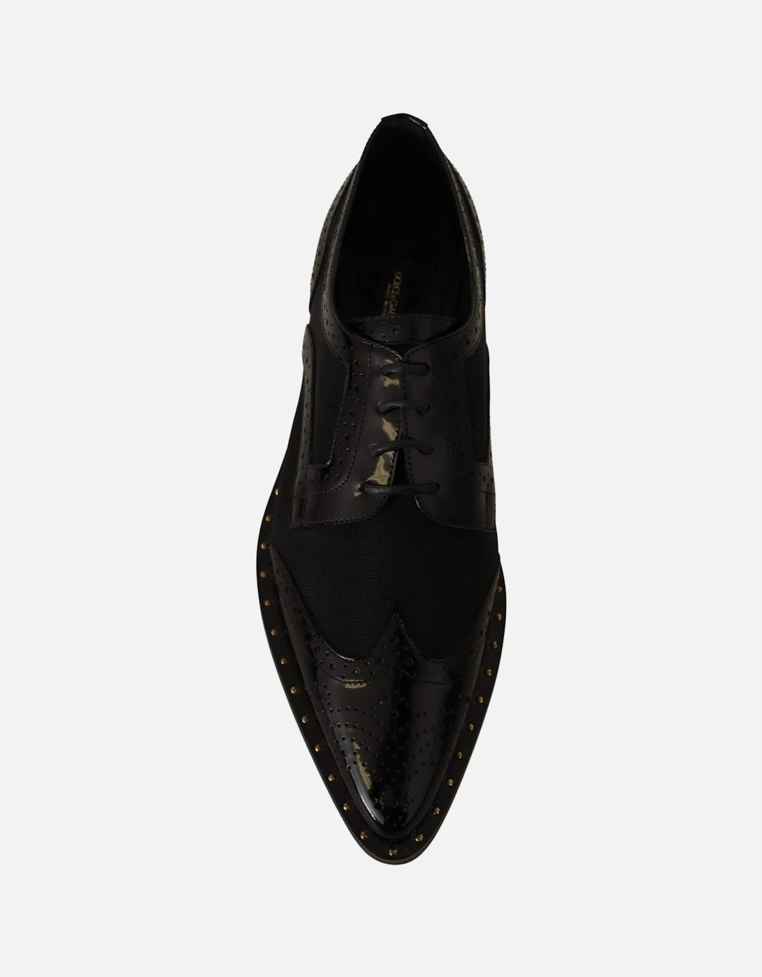 Dolce Gabbana Patent Leather Mesh Brogue Oxfords Women - Black Flats