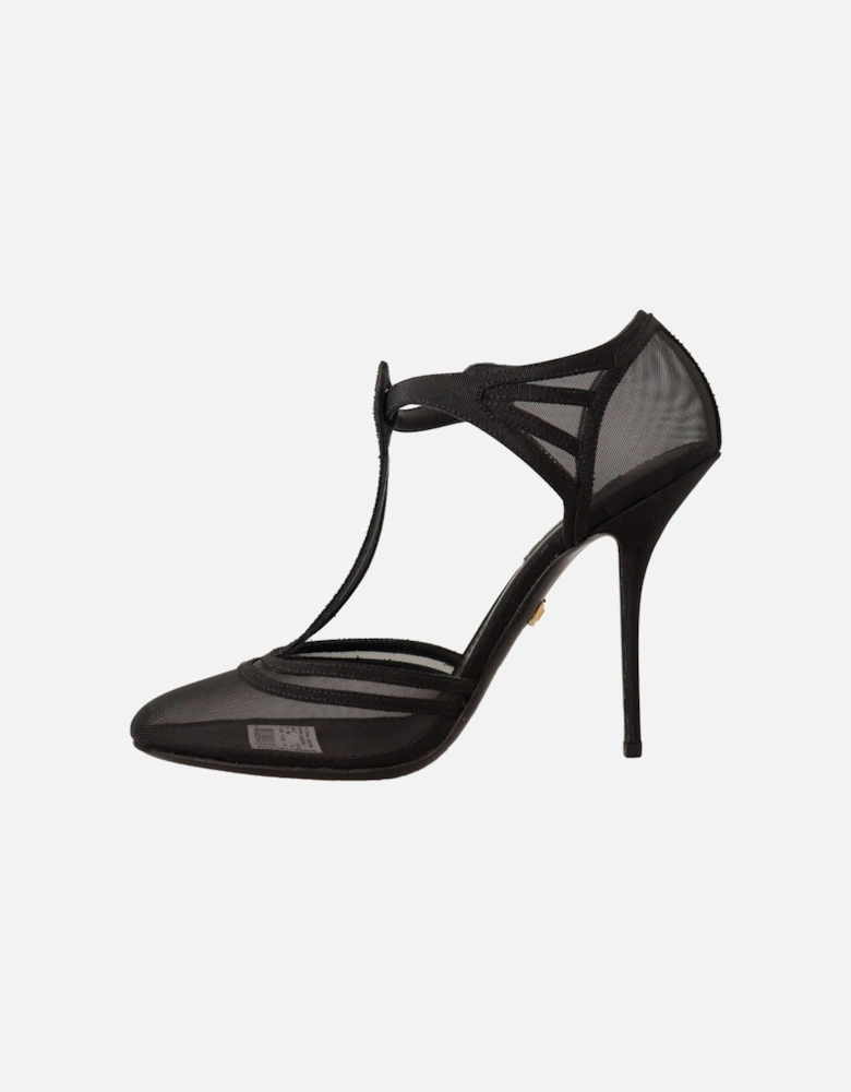 Mesh TStrap Pumps Black Heels Women