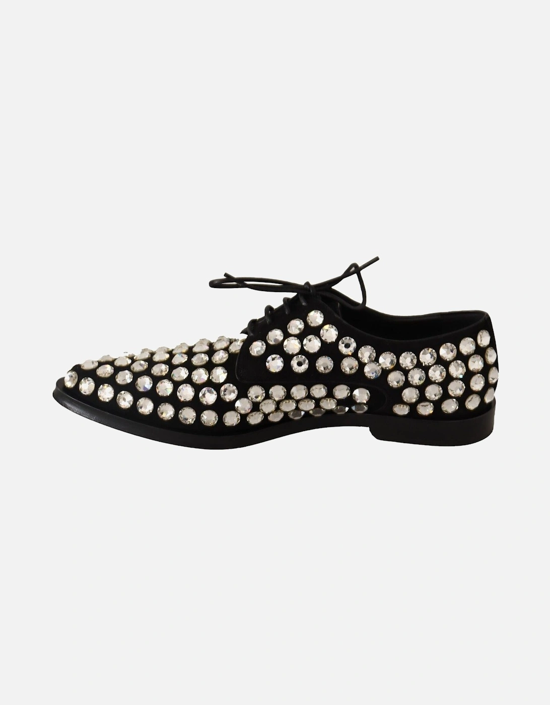 CrystalEmbellished Velvet Loafers Women - Black Flats