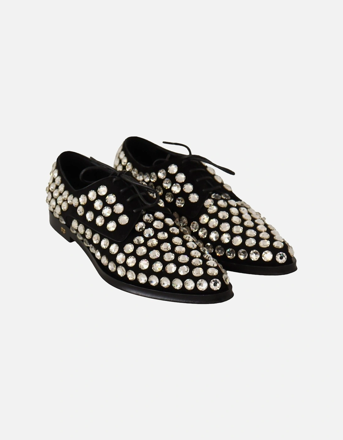 CrystalEmbellished Velvet Loafers Women - Black Flats