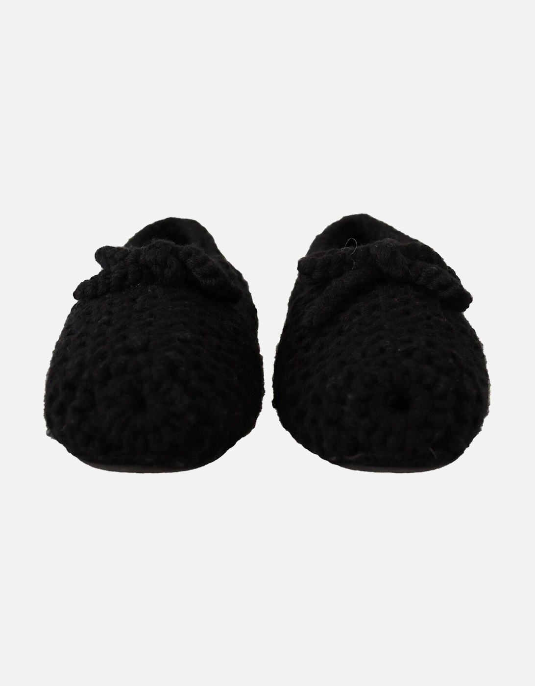 Knit Wool Slippers Women - Black Flats