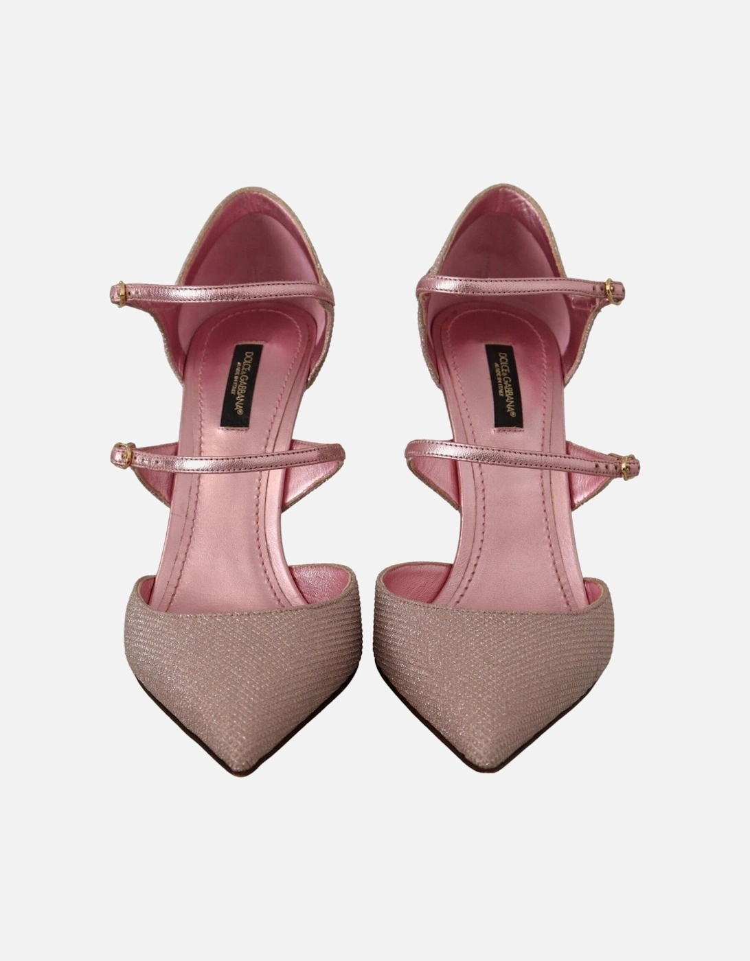 Glitter Fabric Pumps Double Ankle Strap Heels Women - Pink Sandals