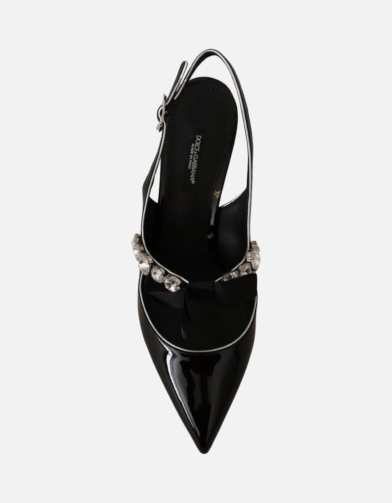 Patent Leather Slingback Heels Women - Black Pumps