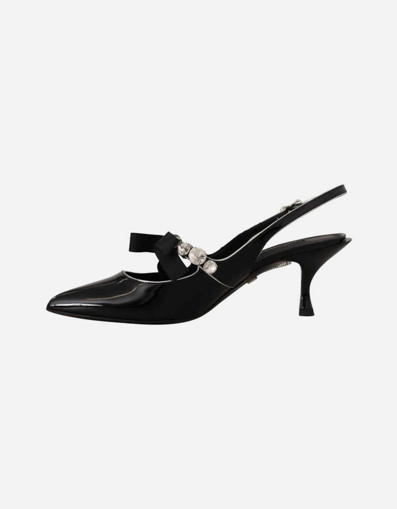 Patent Leather Slingback Heels Women - Black Pumps