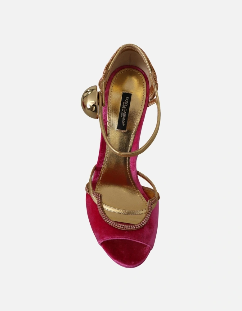 Dolce Gabbana Platform Sandals Velvet Gold Women - Pink