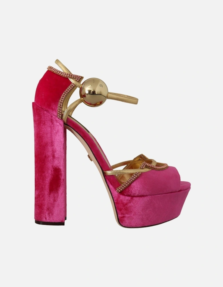 Dolce Gabbana Platform Sandals Velvet Gold Women - Pink