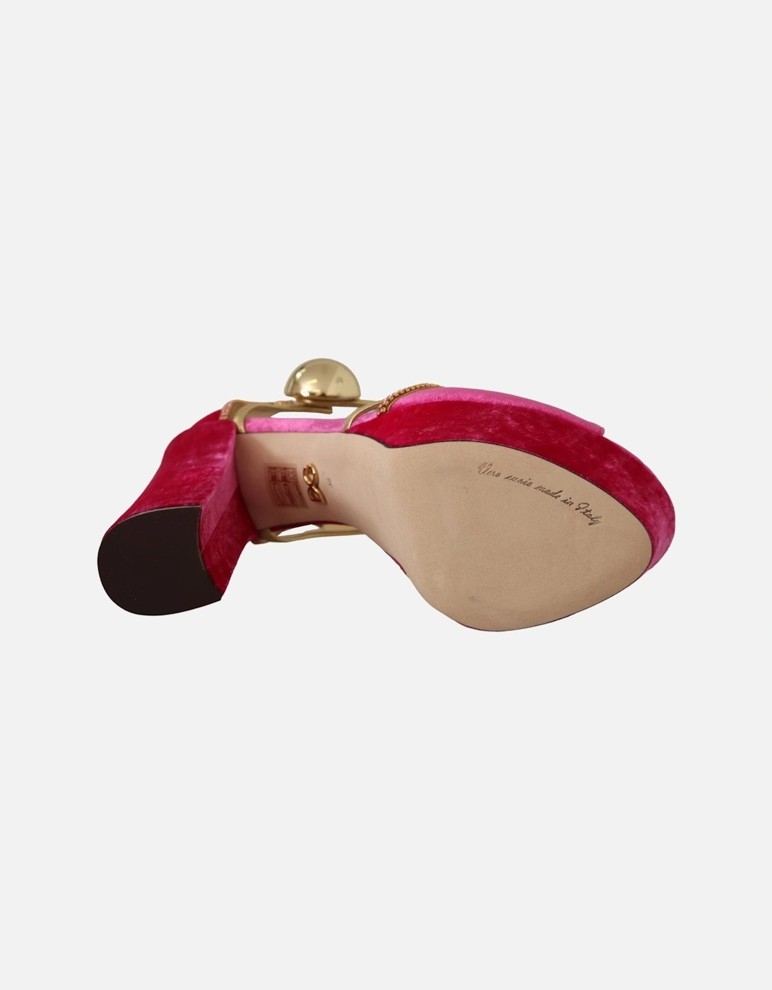 Dolce Gabbana Platform Sandals Velvet Gold Women - Pink