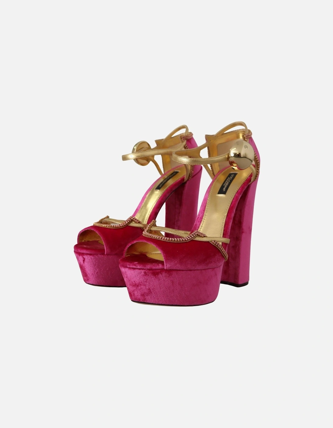 Dolce Gabbana Platform Sandals Velvet Gold Women - Pink