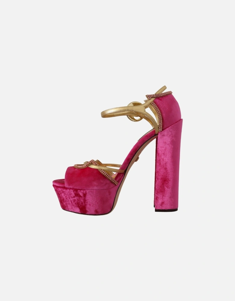 Dolce Gabbana Platform Sandals Velvet Gold Women - Pink