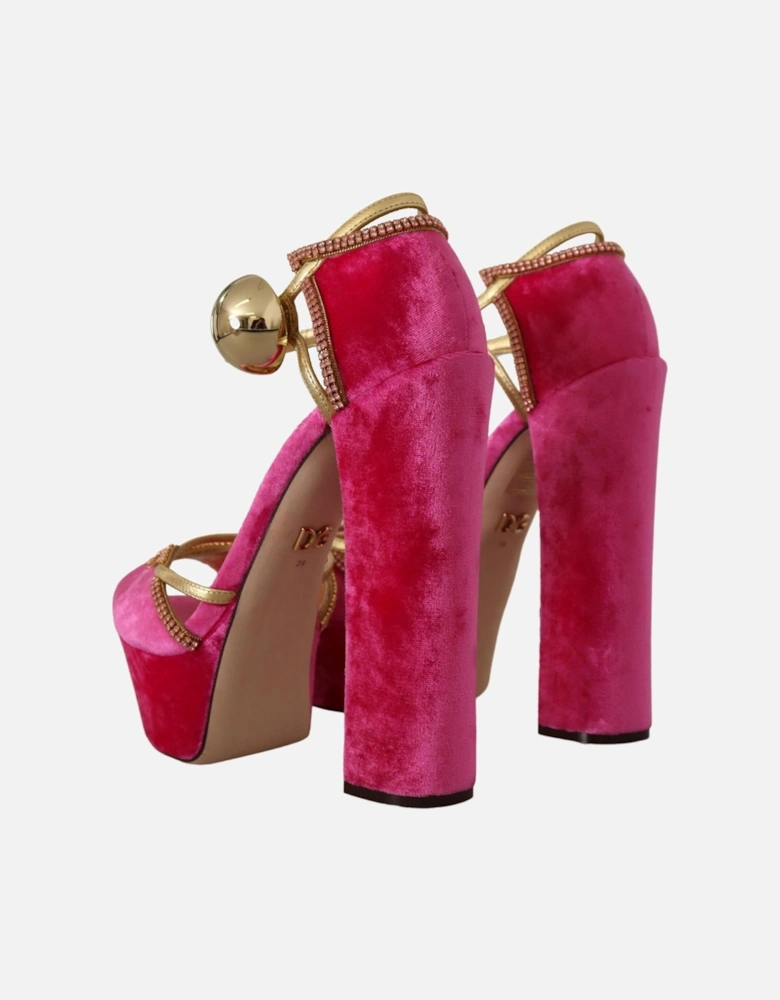 Dolce Gabbana Platform Sandals Velvet Gold Women - Pink