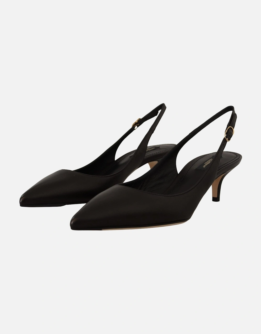 Leather Slingback Pumps Black Heels Women