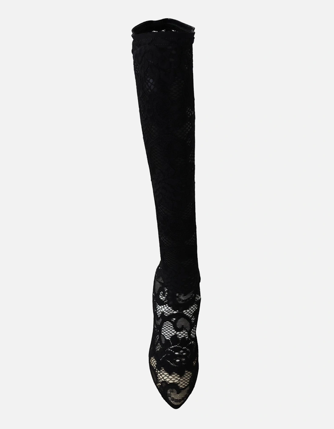 Floral Lace Knee High Boots Women - Black