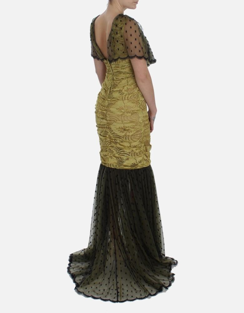 Dolce Gabbana Gown Mermaid Style Short Sleeves Women - Yellow Dresses