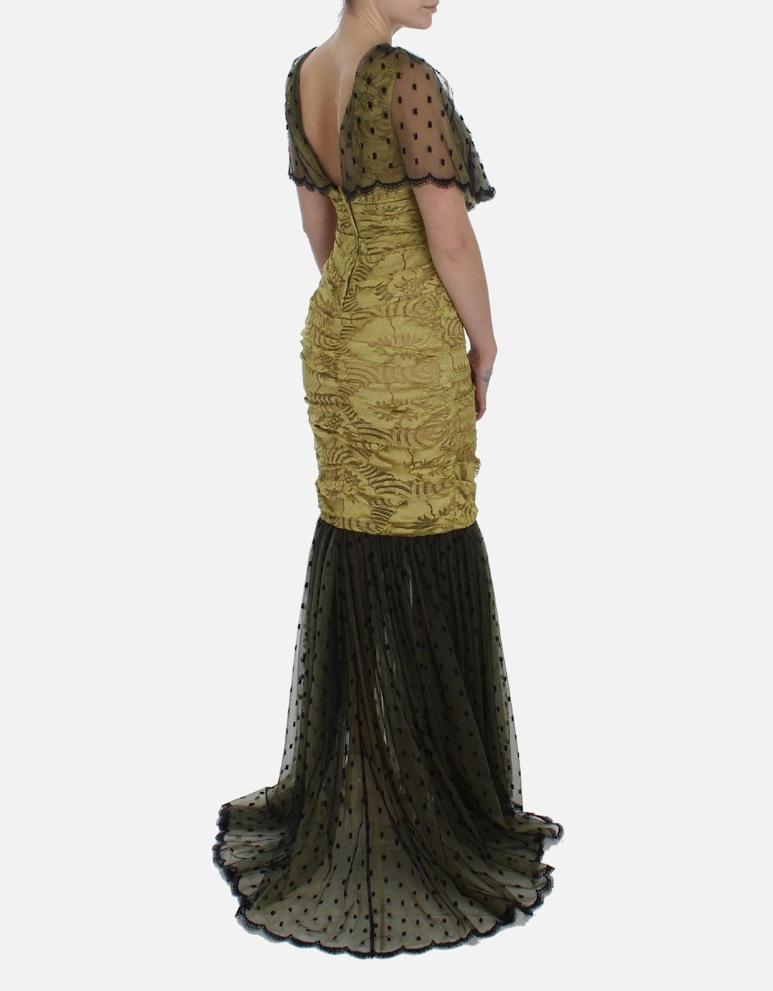 Dolce Gabbana Gown Mermaid Style Short Sleeves Women - Yellow Dresses
