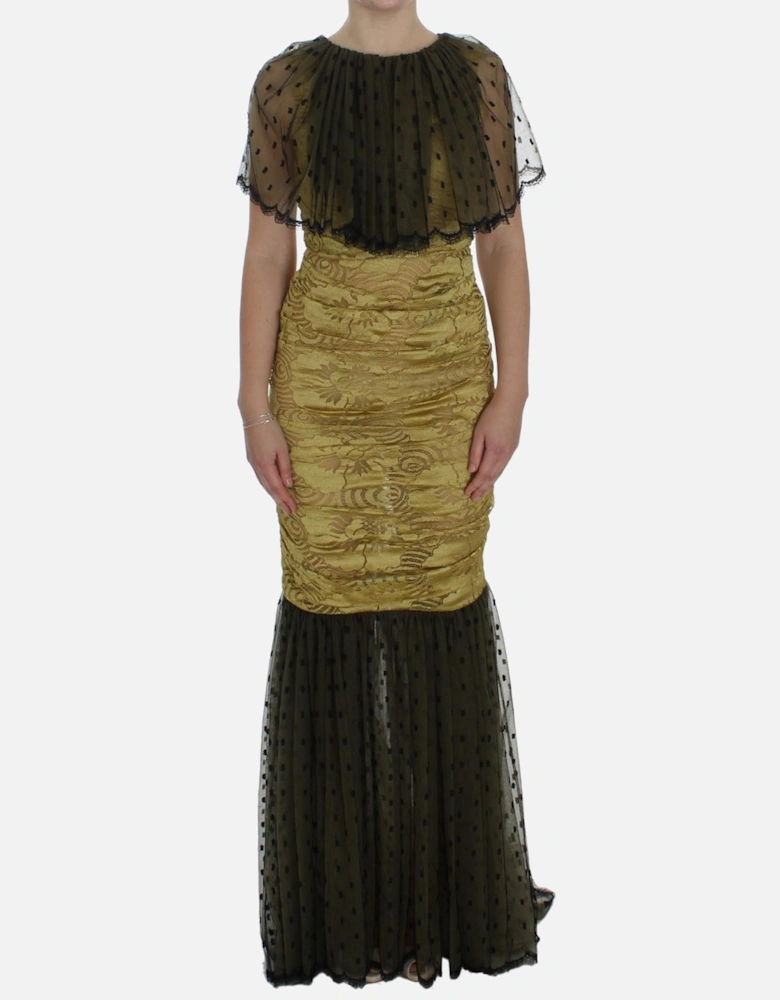 Dolce Gabbana Gown Mermaid Style Short Sleeves Women - Yellow Dresses