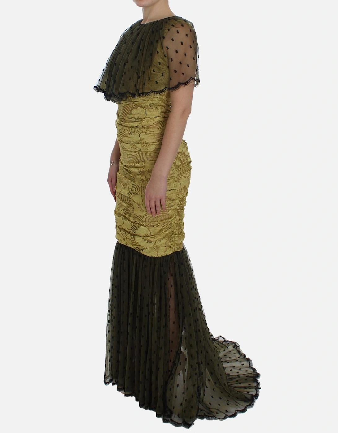 Dolce Gabbana Gown Mermaid Style Short Sleeves Women - Yellow Dresses