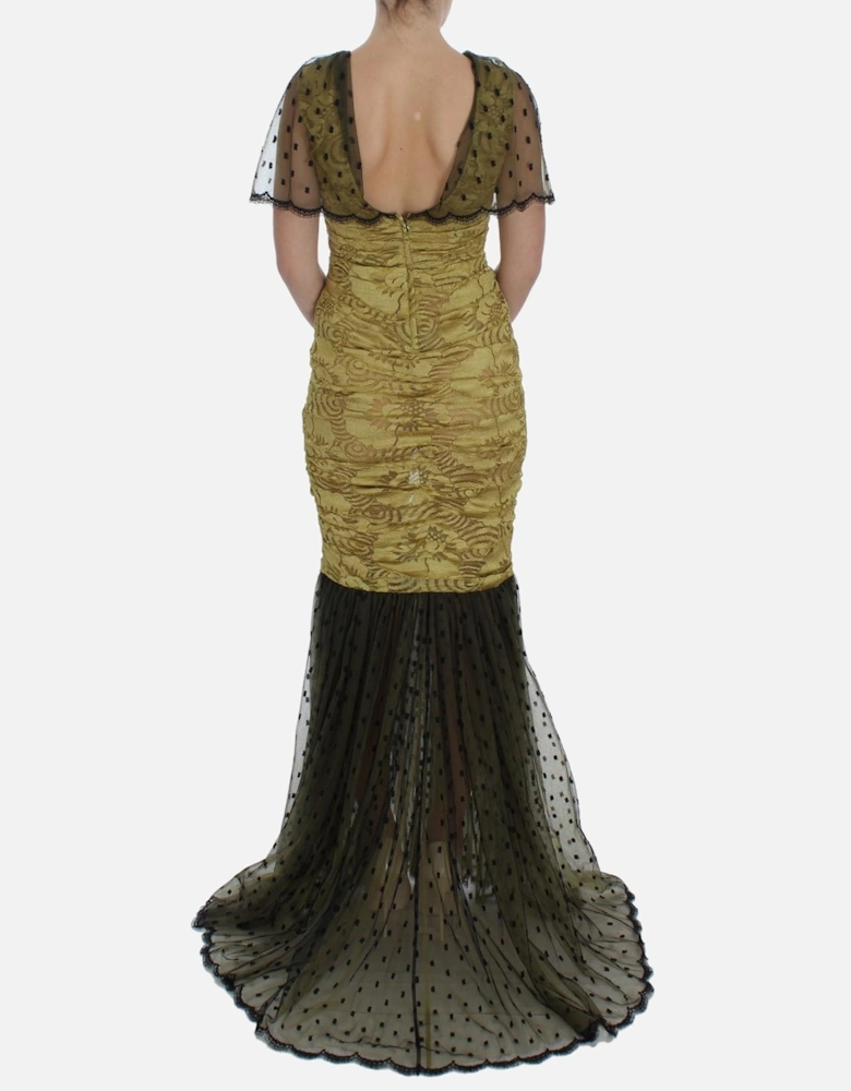 Dolce Gabbana Gown Mermaid Style Short Sleeves Women - Yellow Dresses
