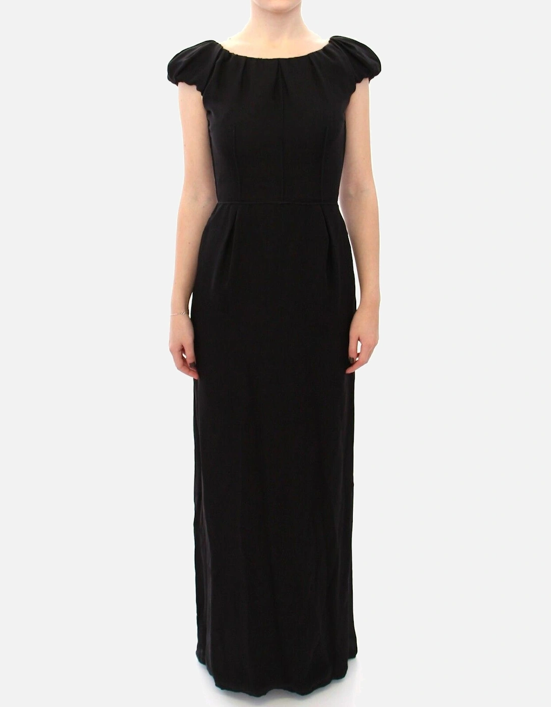 Dolce Gabbana Maxi Dress Boat Neck Short Sleeves Women - Black Dresses, 5 of 4