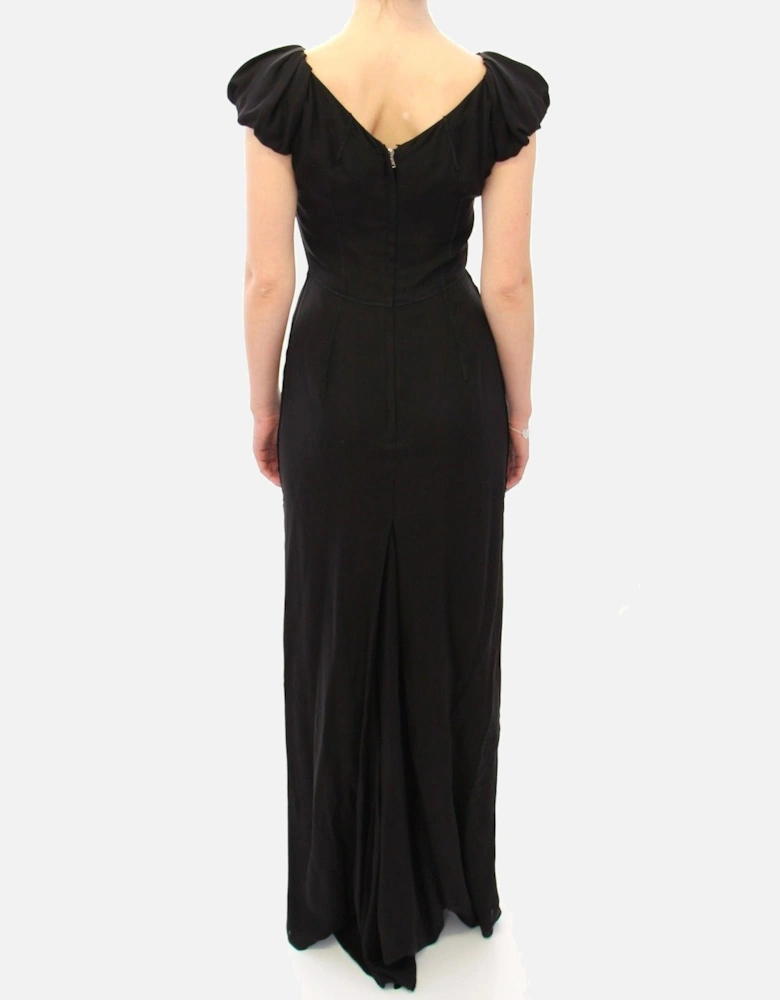Dolce Gabbana Maxi Dress Boat Neck Short Sleeves Women - Black Dresses