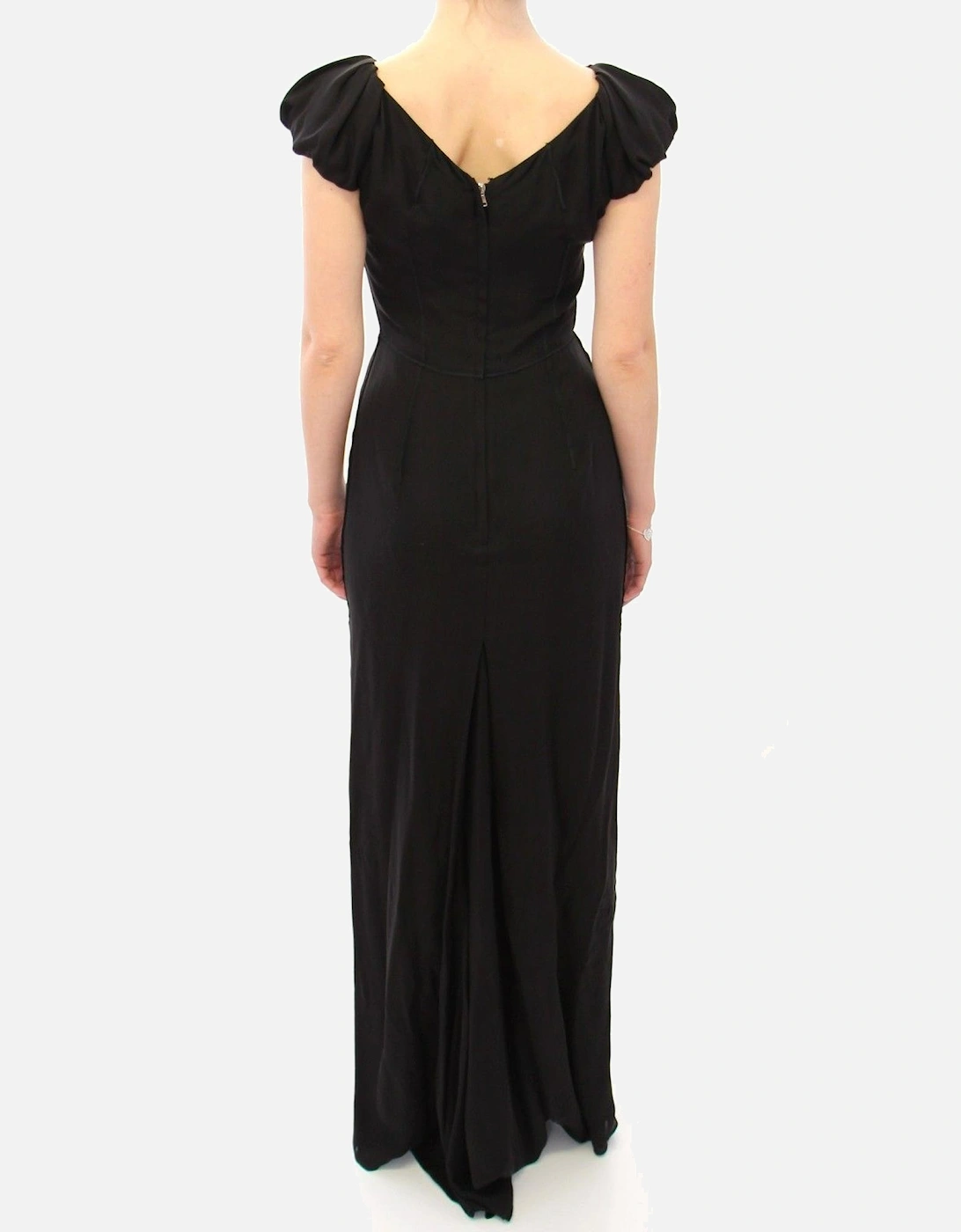 Dolce Gabbana Maxi Dress Boat Neck Short Sleeves Women - Black Dresses