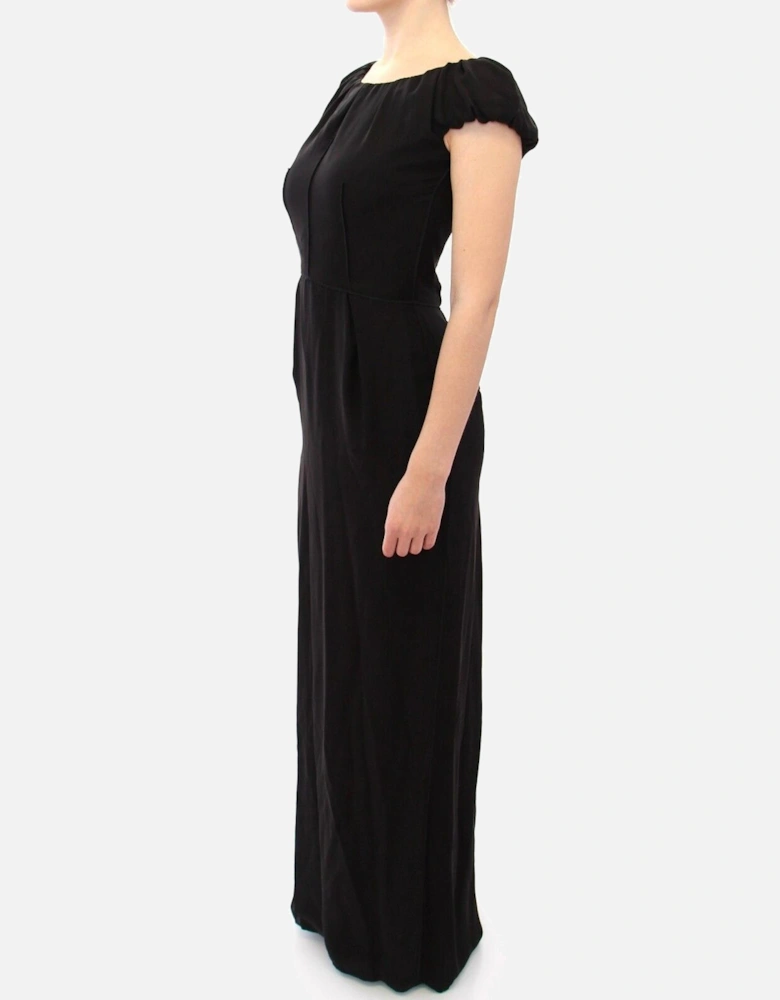 Dolce Gabbana Maxi Dress Boat Neck Short Sleeves Women - Black Dresses