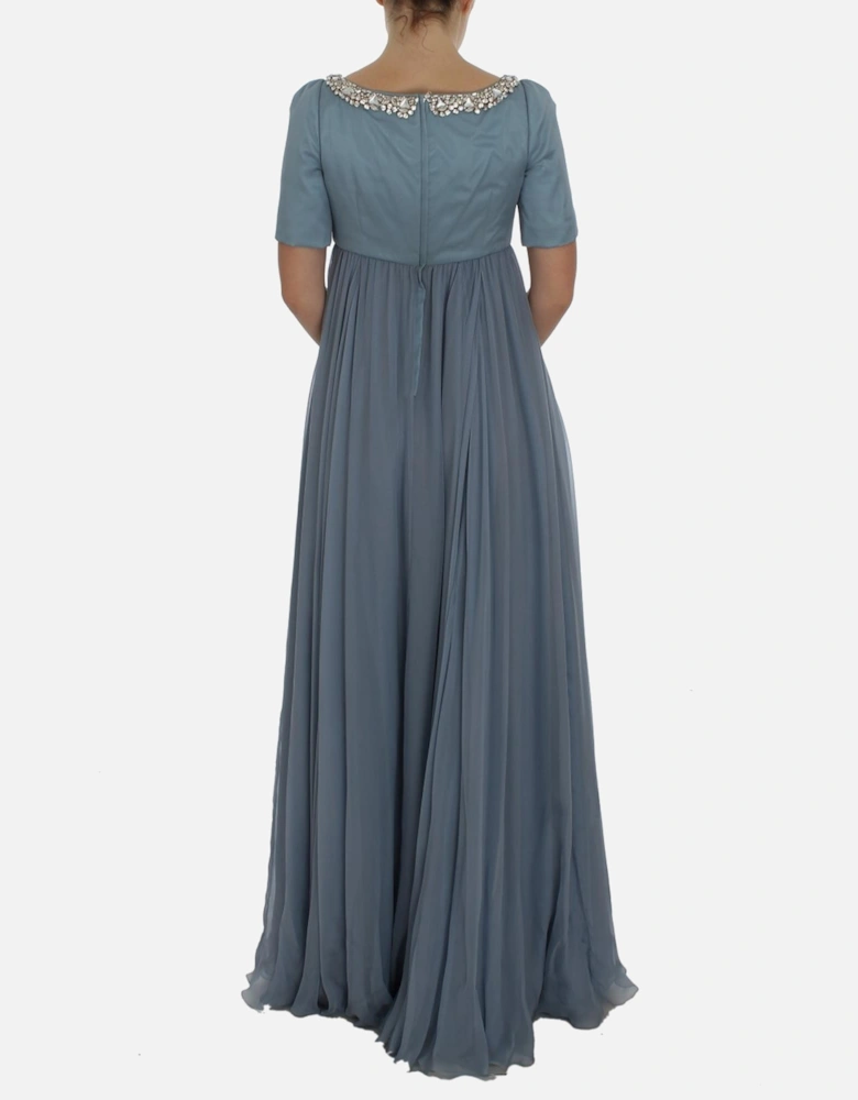 Dolce Gabbana Evening Dress Beaded Neckline Women - Blue Dresses