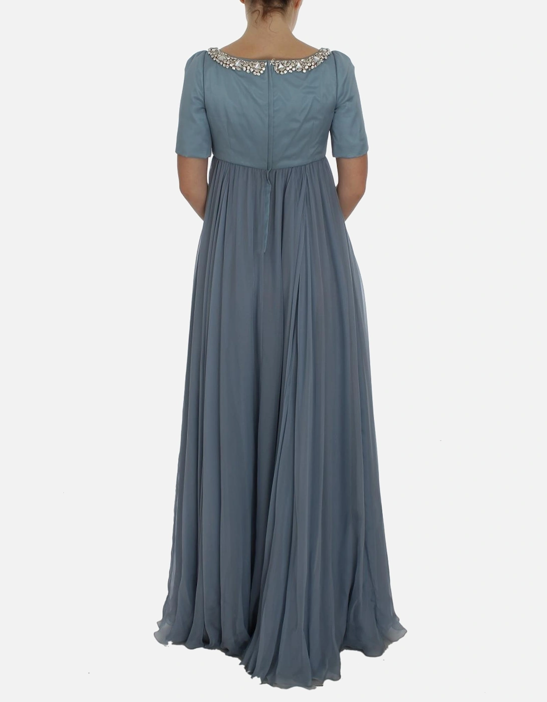 Dolce Gabbana Evening Dress Beaded Neckline Women - Blue Dresses