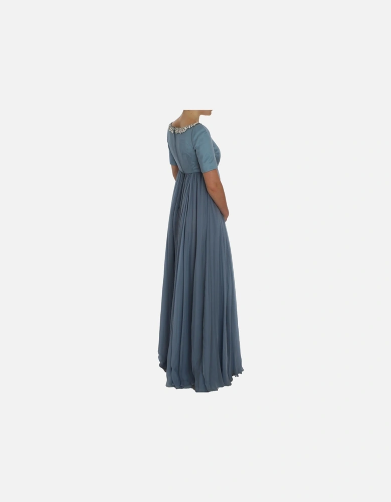 Dolce Gabbana Evening Dress Beaded Neckline Women - Blue Dresses