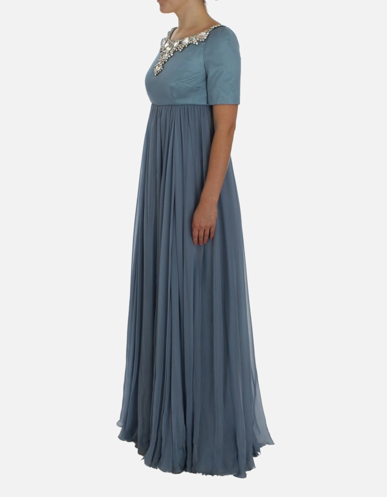 Dolce Gabbana Evening Dress Beaded Neckline Women - Blue Dresses