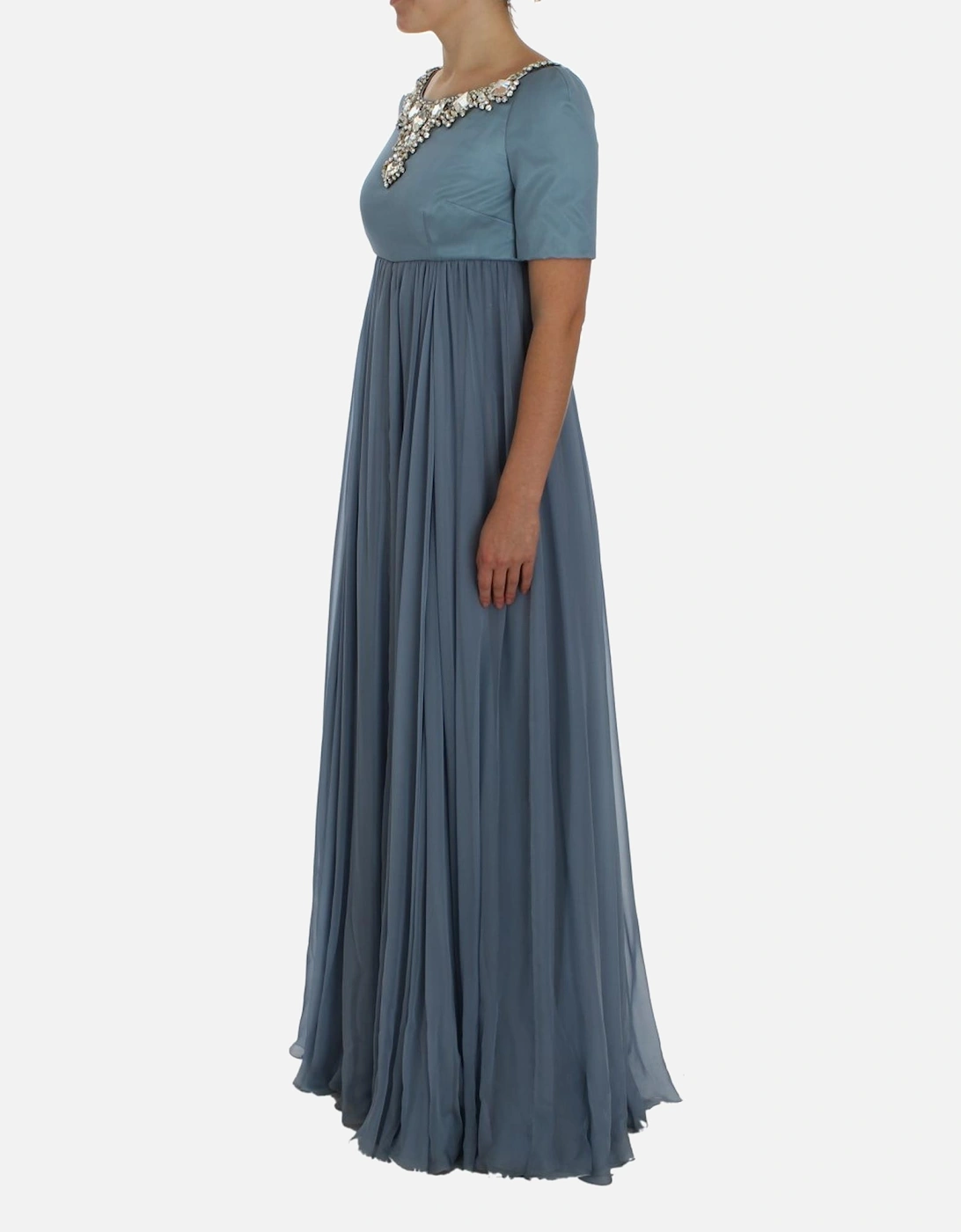 Dolce Gabbana Evening Dress Beaded Neckline Women - Blue Dresses