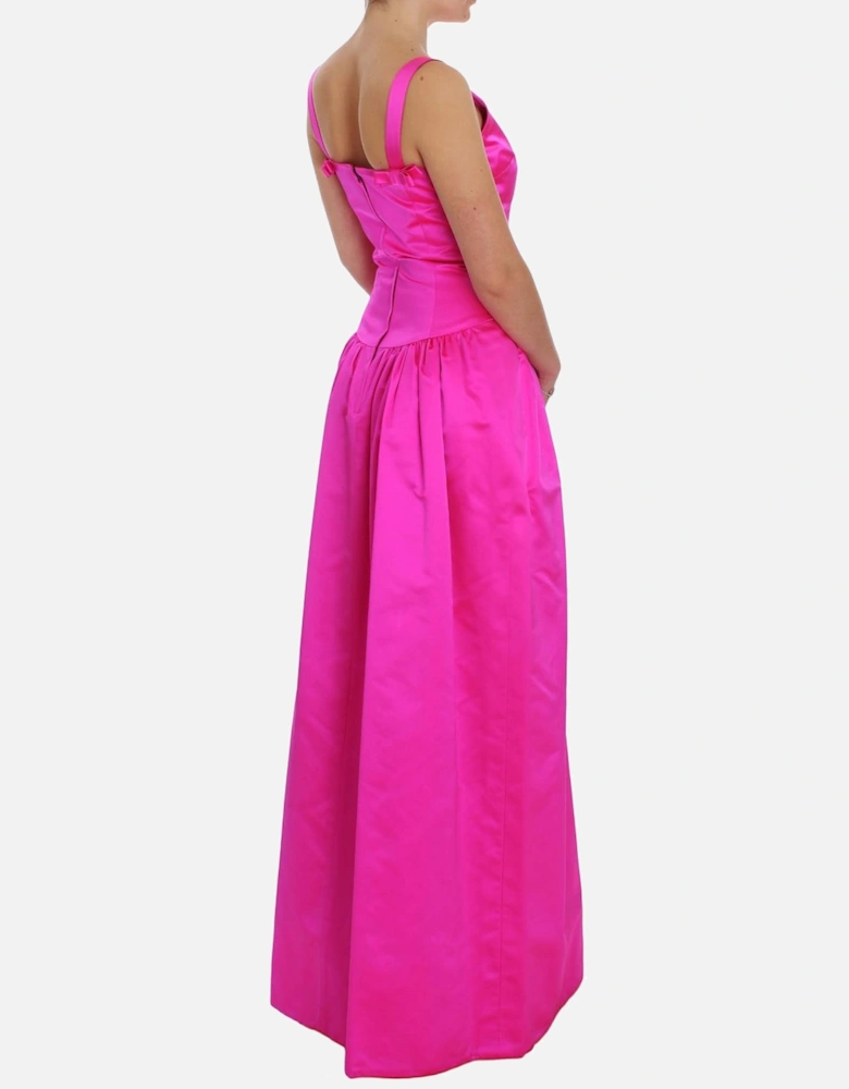Dolce Gabbana Fuchsia Silk Maxi Dress Women - Pink Dresses