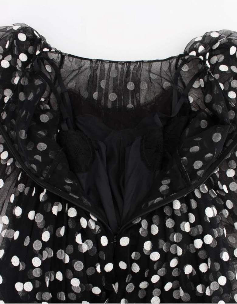 Dolce Gabbana Polka Dot Tulle Mini Dress Women - Black Dresses