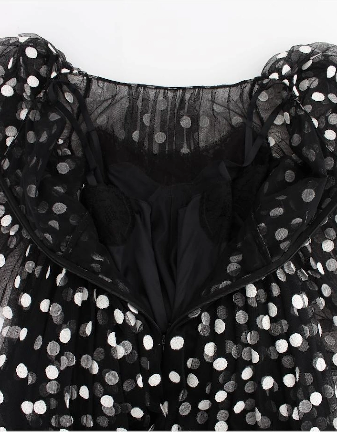 Dolce Gabbana Polka Dot Tulle Mini Dress Women - Black Dresses