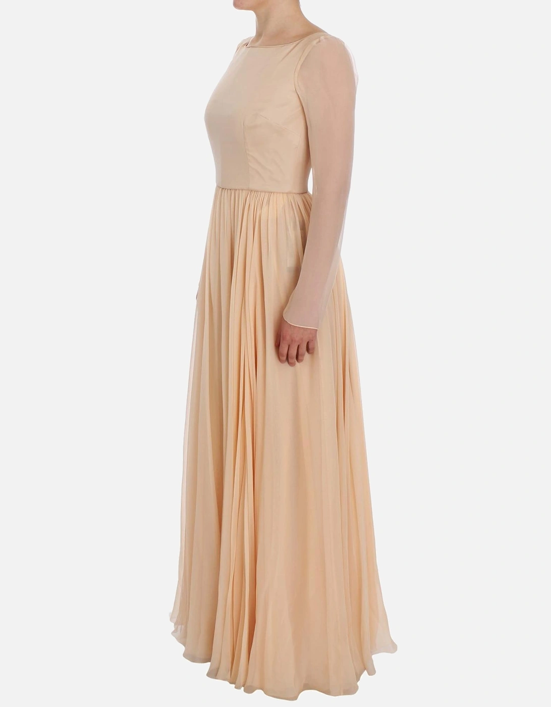Dolce Gabbana Maxi Dress Beige Pleated Women Dresses