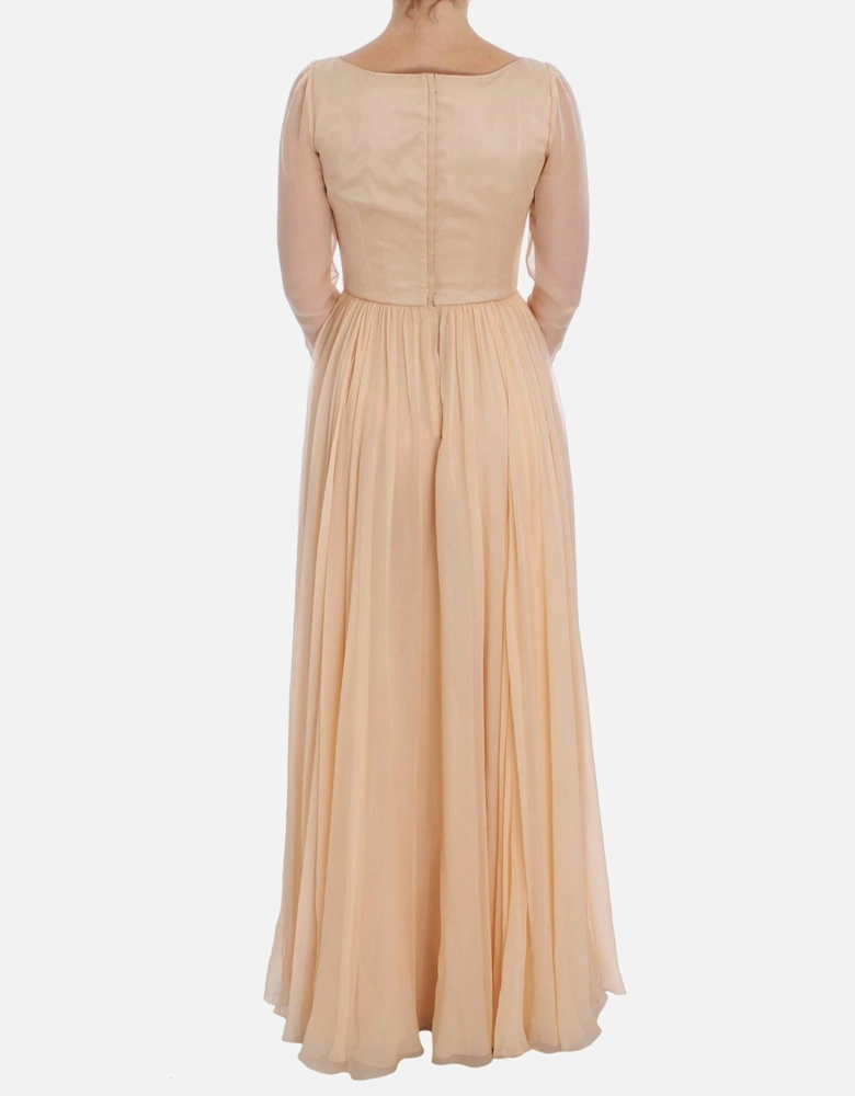 Dolce Gabbana Maxi Dress Beige Pleated Women Dresses