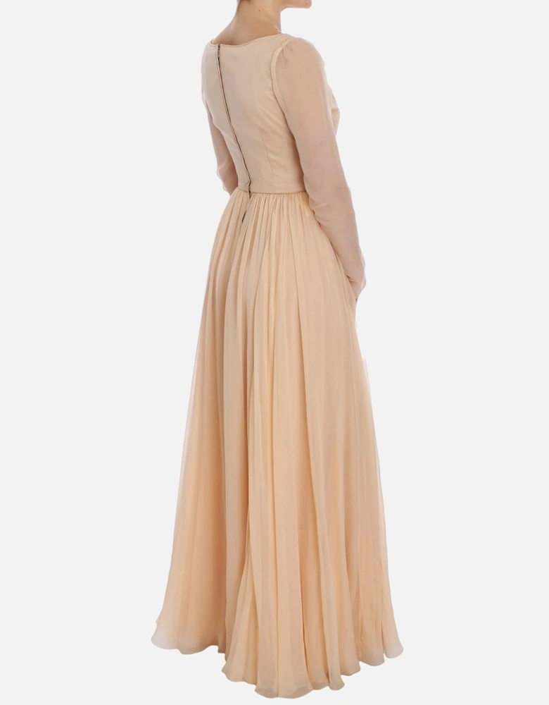 Dolce Gabbana Maxi Dress Beige Pleated Women Dresses
