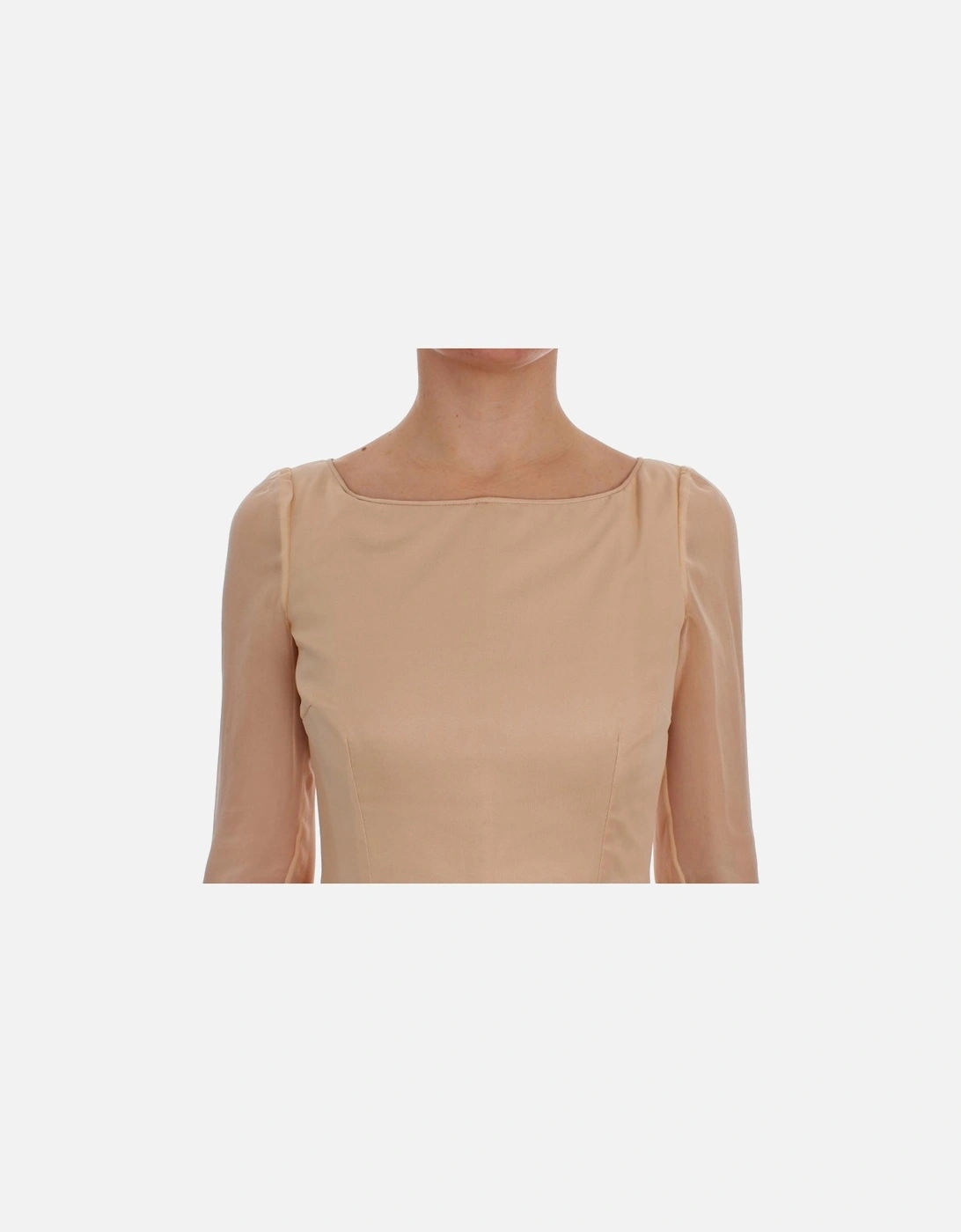 Dolce Gabbana Maxi Dress Beige Pleated Women Dresses