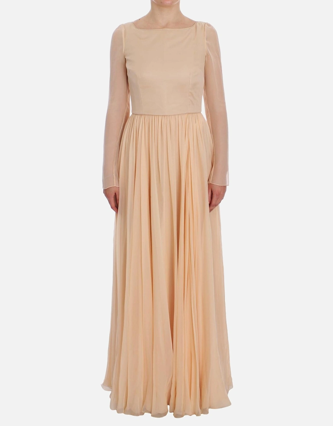 Dolce Gabbana Maxi Dress Beige Pleated Women Dresses, 7 of 6