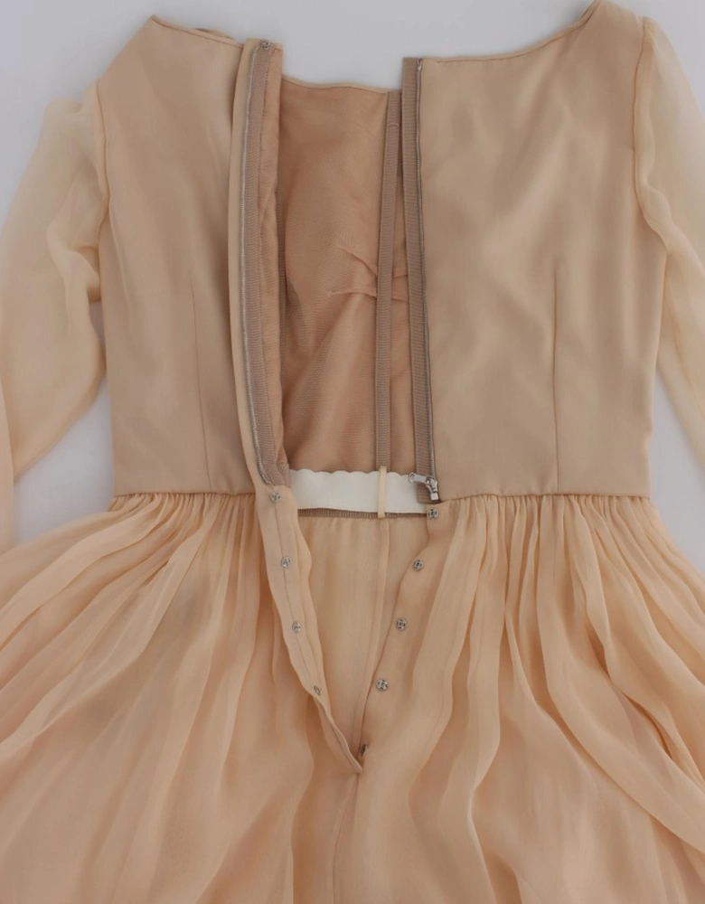 Dolce Gabbana Maxi Dress Beige Pleated Women Dresses
