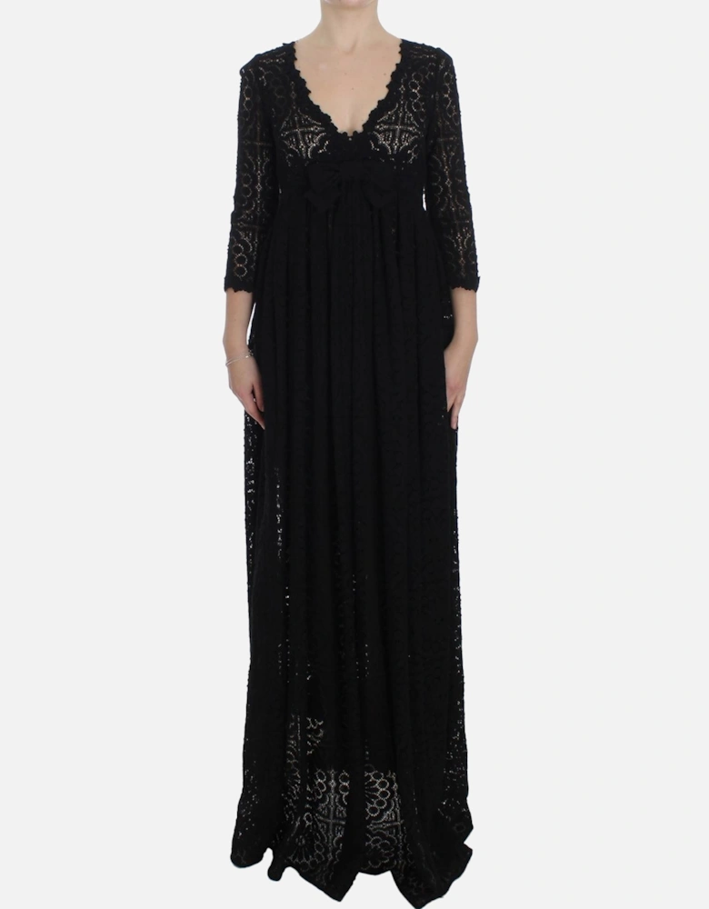 Lace Maxi Dress Black 34 Sleeve Women Dresses