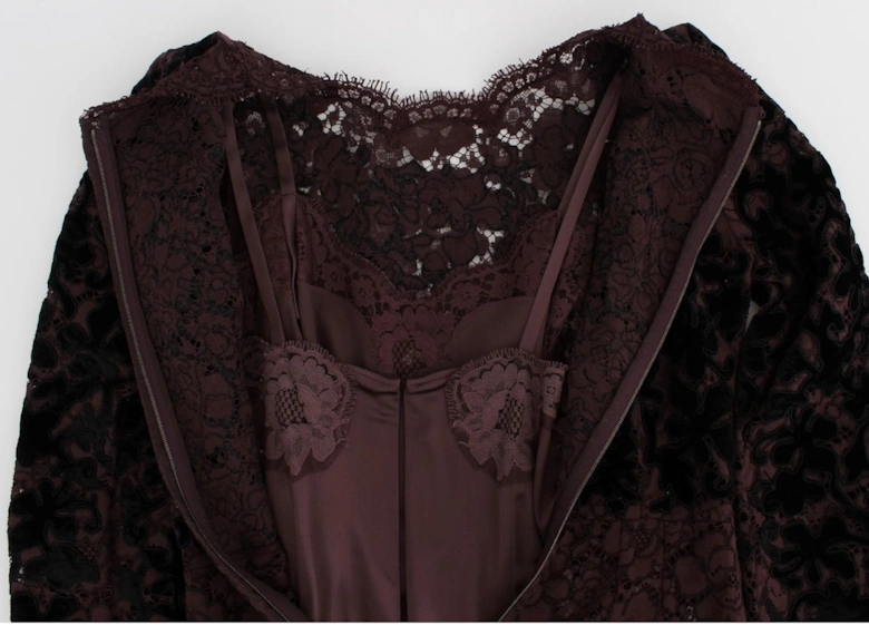 Lace Velvet Long Sleeve Maxi Dress Women - Black Dresses