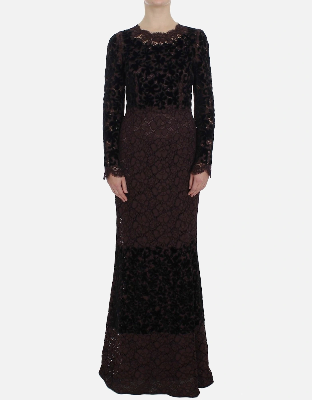 Lace Velvet Long Sleeve Maxi Dress Women - Black Dresses, 7 of 6