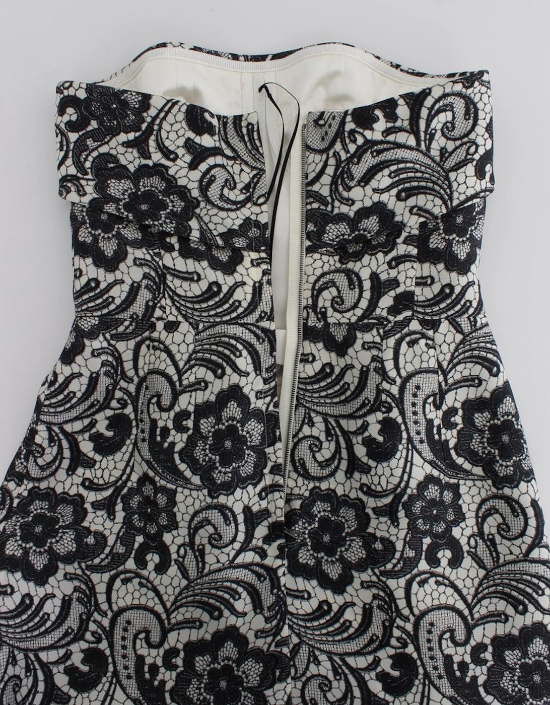 Lace Maxi Dress Floral Print Evening Gown Women - Blackwhite Dresses