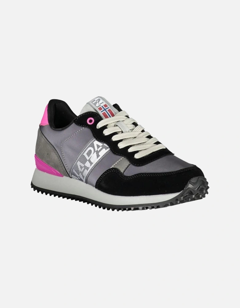 Printed Lace-Up Athletic Shoes with Contrast Details Women - Gray
